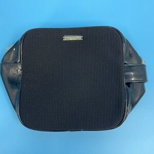 Giorgio Armani Parfums Black Patent Textured Cosmetic Bag Makeup Pouch Gold Logo
